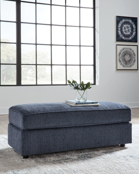 Albar Place Cobalt chenille oversized ottoman front angle