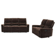 Navarro reclining sofa set dark brown front angle