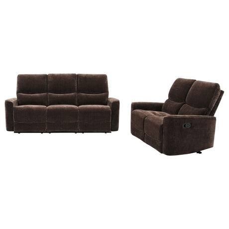 Navarro reclining sofa set dark brown front angle