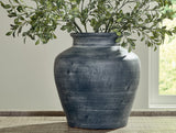Meadie Distressed Blue Vase front view