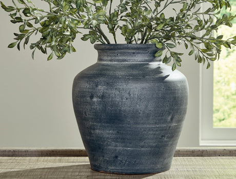 Meadie Distressed Blue Vase front view