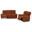Navarro reclining sofa set in vibrant orange chenille, front view