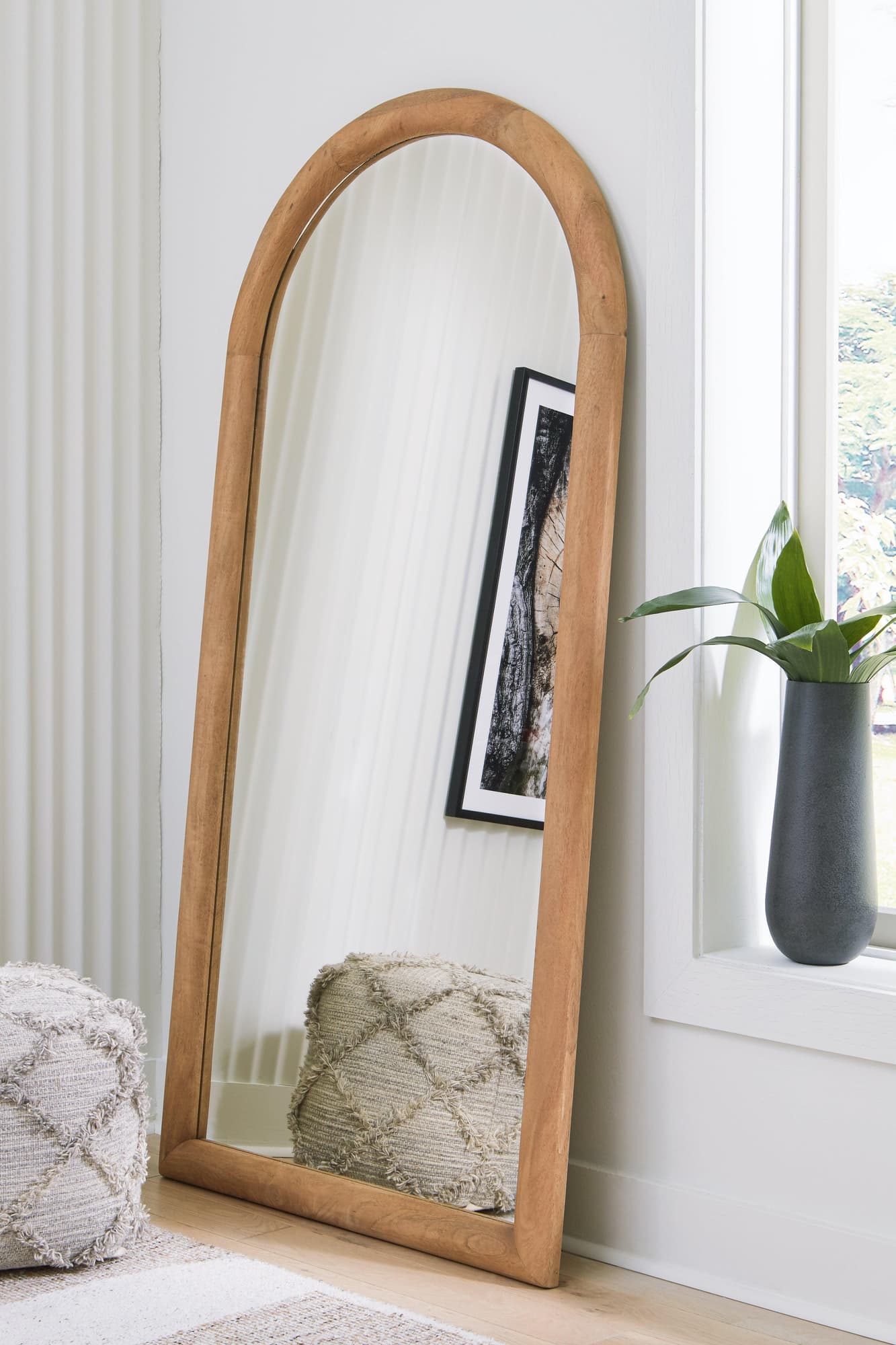 Dairville Brown Wooden Floor Mirror front angle