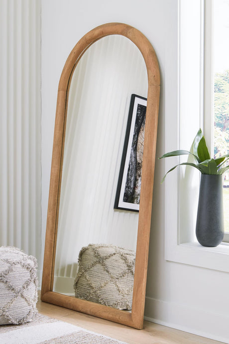 Dairville Brown Wooden Floor Mirror front angle