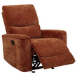 Navarro Chenille Upholstered Glider Recliner in burnt orange front view