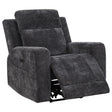 Kennett Dark Grey Chenille Upholstered Power Recliner Chair front view