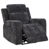 Kennett Dark Grey Chenille Upholstered Power Recliner Chair front view
