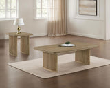 Adina 2-piece wood coffee and end table set front view with rounded corners