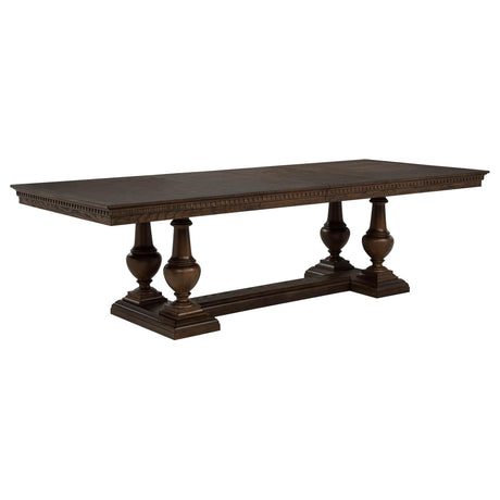 Ridgewell Rectangular Trestle Dining Table Dark Oak front view