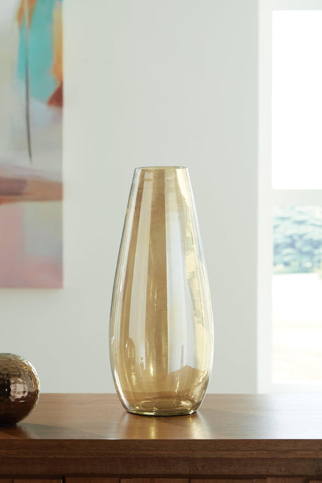 Rhettman Amber Glass Vase front view