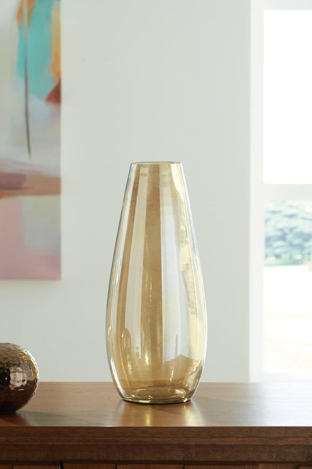 Rhettman Amber Glass Vase front view