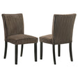Dermott Upholstered Parson Dining Side Chair chocolate front angle