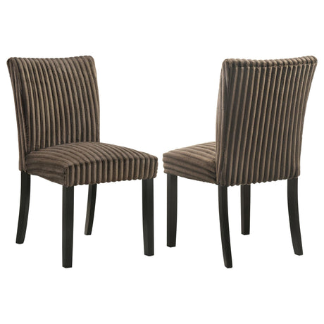 Dermott Upholstered Parson Dining Side Chair chocolate front angle
