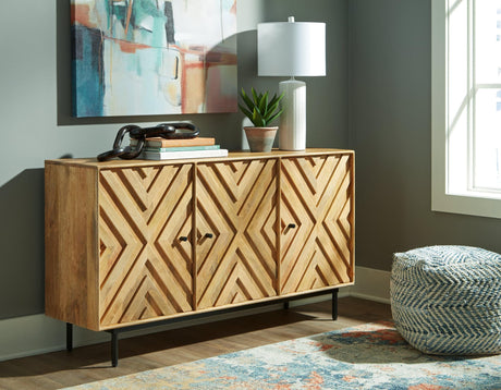 Cadewick Natural Mango Wood Accent Cabinet front angle
