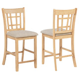 Lavon counter height dining chair with linen upholstery and light oak finish, front view