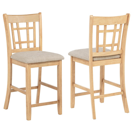 Lavon counter height dining chair with linen upholstery and light oak finish, front view