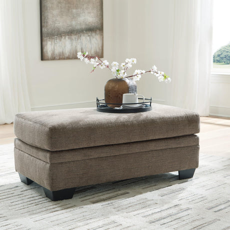 Stonemeade Nutmeg Chenille Upholstered Ottoman front view