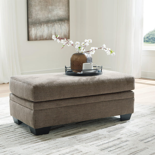 Stonemeade Nutmeg Chenille Upholstered Ottoman front view
