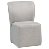 Jaelynn upholstered Parsons dining side chair in beige, front view