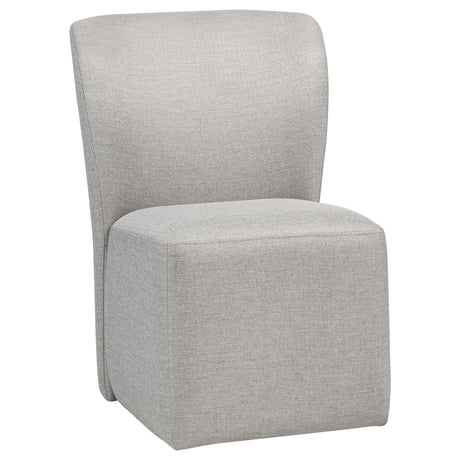Jaelynn upholstered Parsons dining side chair in beige, front view