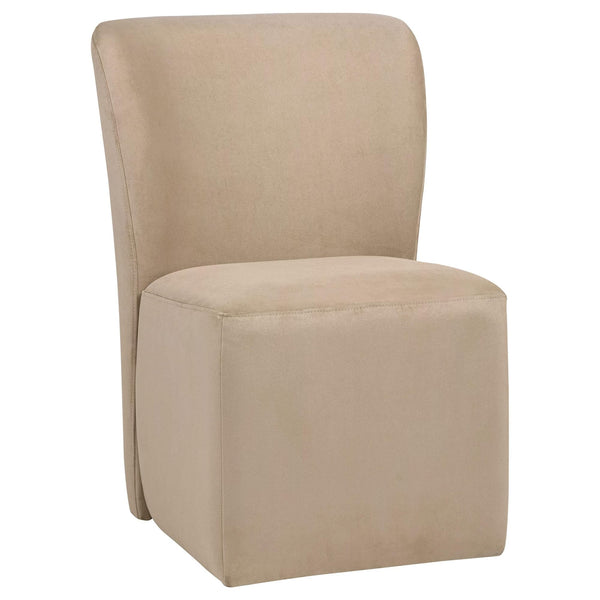 Jaelynn Upholstered Parsons Dining Side Chair tan set of 2, front angle