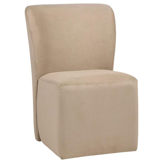 Jaelynn Upholstered Parsons Dining Side Chair tan set of 2, front angle