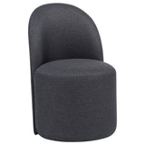 Aubrey Upholstered Barrel Dining Side Chair Charcoal, angled front view