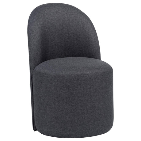 Aubrey Upholstered Barrel Dining Side Chair Charcoal, angled front view