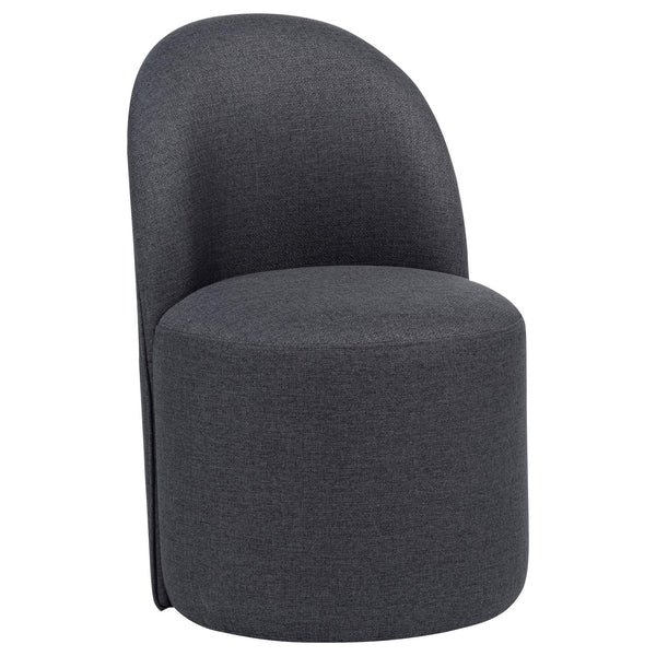 Aubrey Upholstered Barrel Dining Side Chair Charcoal, angled front view