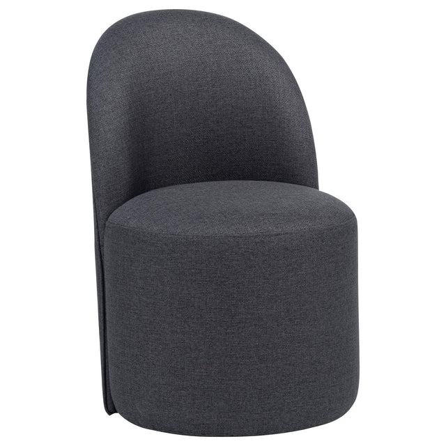 Aubrey Upholstered Barrel Dining Side Chair Charcoal, angled front view
