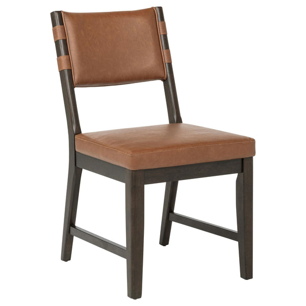 Tegan Cognac Faux Leather Upholstered Dining Side Chair front view