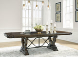 Maylee Dark Brown Dining Extension Table side angle