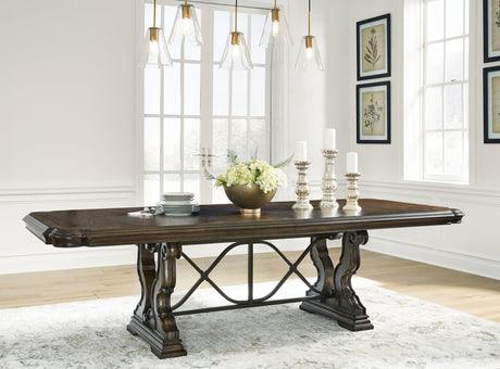 Maylee Dark Brown Dining Extension Table side angle