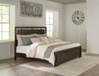Covetown Dark Brown Queen Panel Bed front angle