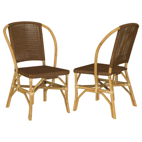 Lexley Woven Rattan Dining Side Chair Brown front angle