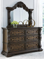 Maylee Dark Brown dresser with mirror front view