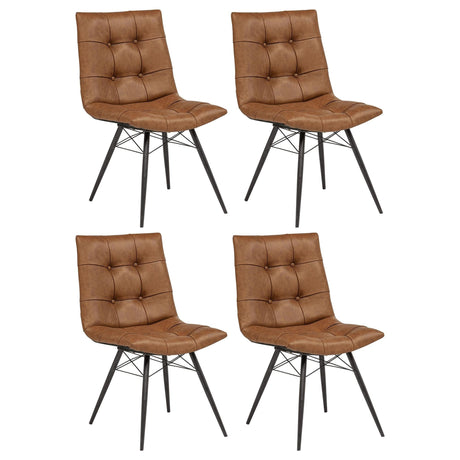 Aiken faux leather upholstered dining side chair in saddle brown, front angle