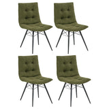 Aiken dining side chair, front view, forest green fabric upholstery