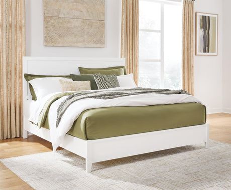 Binterglen White King Panel Bed front angle view