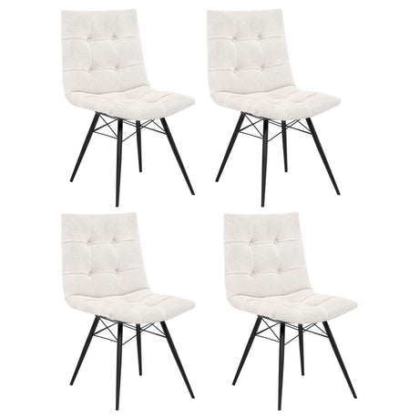 Aiken Fabric Upholstered Dining Side Chair Saddle Stone White front angle