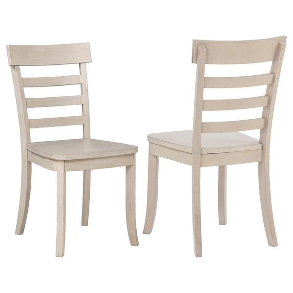 Orrison ladder back dining side chair linen upholstery front angle