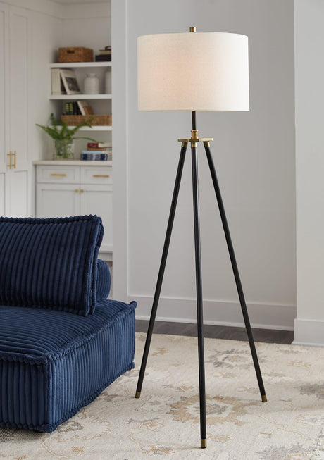 Cashner floor lamp black and gold finish front view
