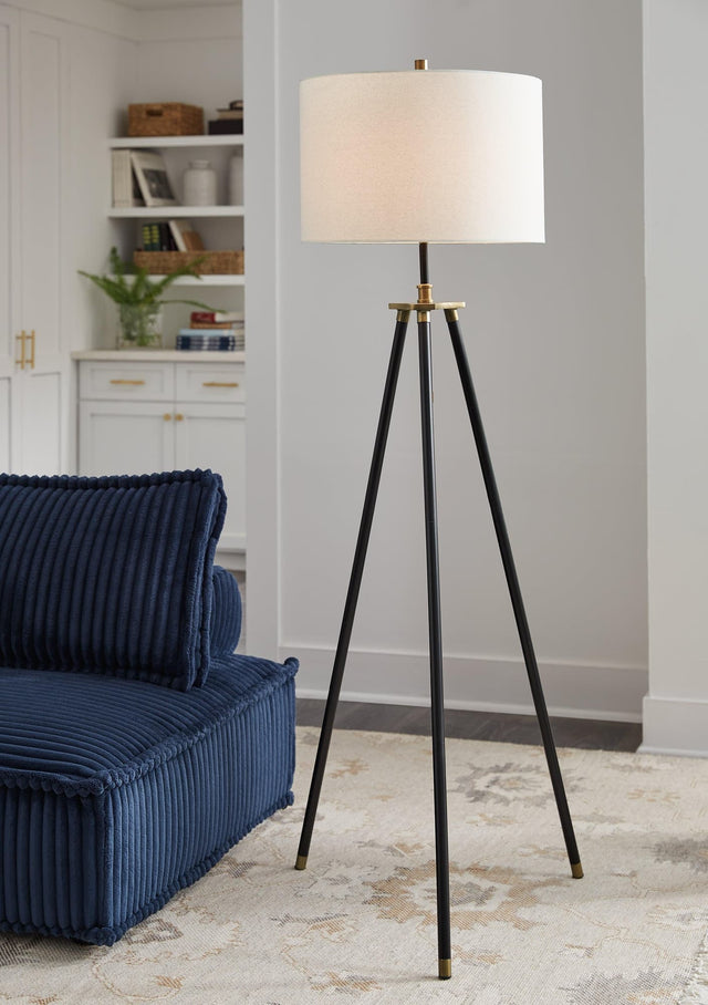 Cashner floor lamp black and gold finish front view
