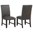Averill dark grey faux leather upholstered dining side chair front view