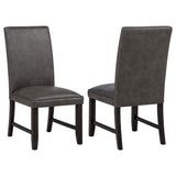 Averill dark grey faux leather upholstered dining side chair front view