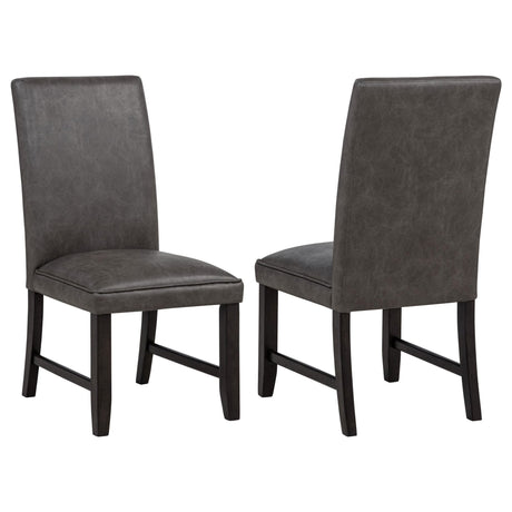 Averill dark grey faux leather upholstered dining side chair front view
