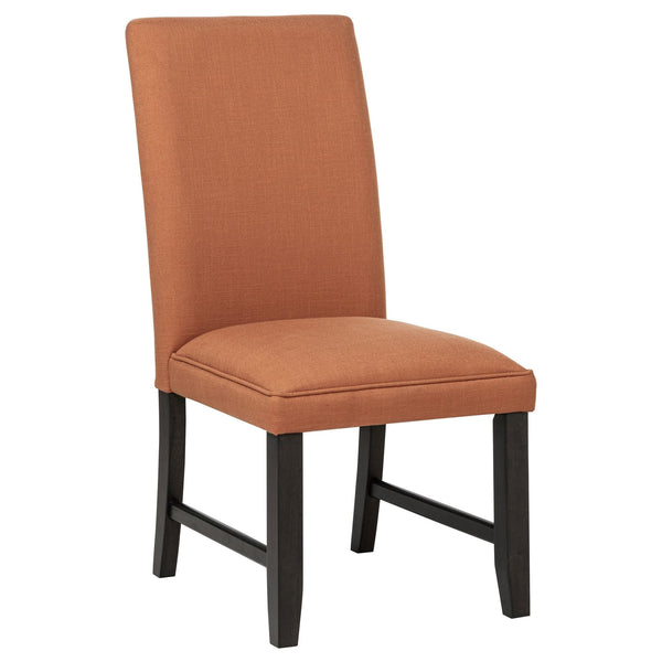 Berning Salmon Orange Fabric Upholstered Parson Side Chair - Front view