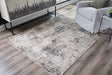 Elaning Medium Rug abstract pattern black gray cream - front view
