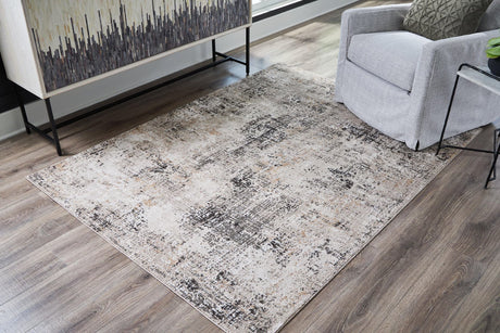 Elaning Medium Rug abstract pattern black gray cream - front view