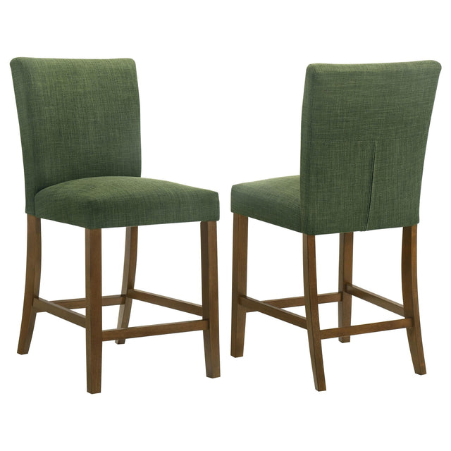 Paxton green upholstered counter height dining chair side view